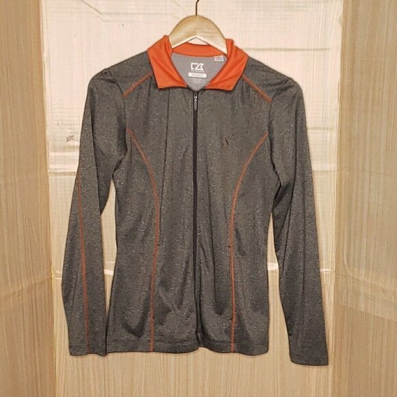 Cutter & Buck DryTec Womens Grey Orange Full Zip Jacket Small - Picture 1 of 6